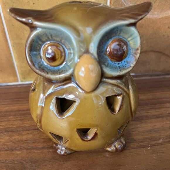 Vintage Momentum Ceramic Owl Candle Tea Light Candle Holder - Picture 2 of 10